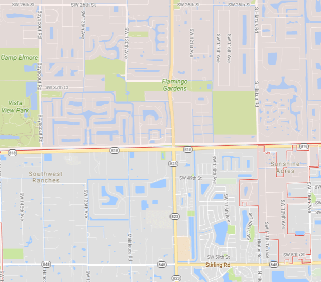 Two Car Accident With Injuries At The Corner Flamingo Road and Griffin Road In Davie